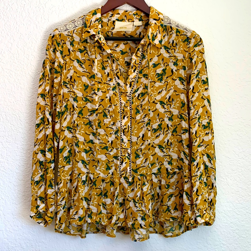 Anthropologie Maeve Peplum Rabbit Top